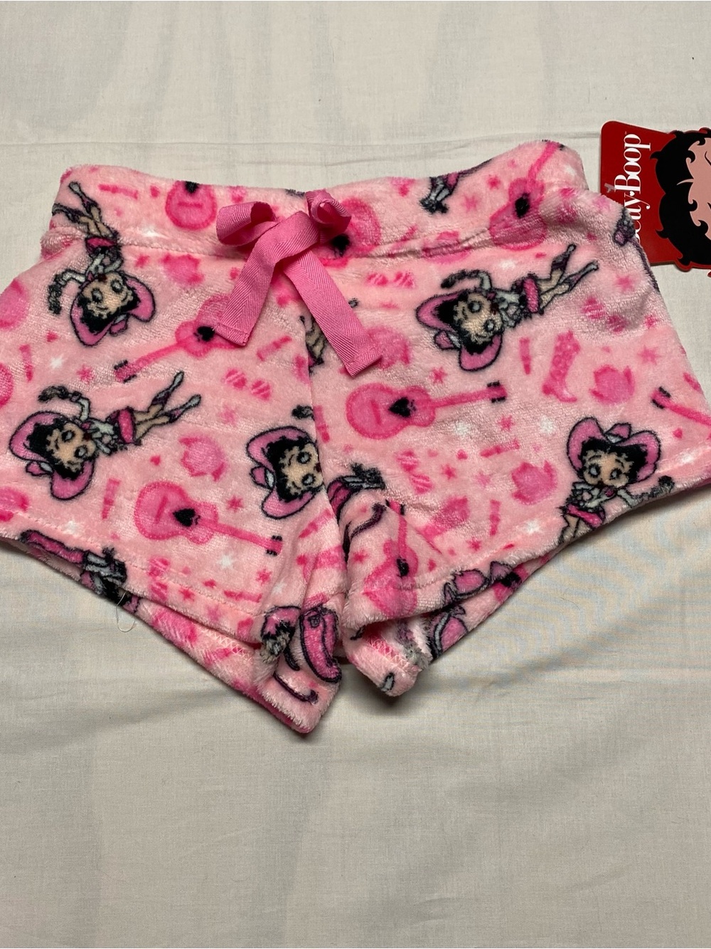Betty Boop Pink Plush Girls' Shorts with Bow